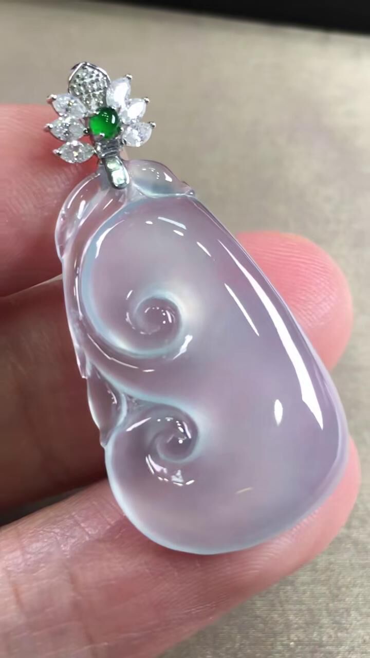 翡翠如意吊墜,天然翡翠A玉, 緬甸玉, Jade, Jadeite