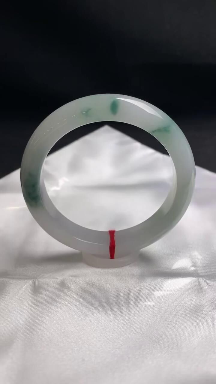 糯冰飄花正圈平安鐲翡翠手鐲,天然翡翠A玉, 緬甸玉, Jade, Jadeite