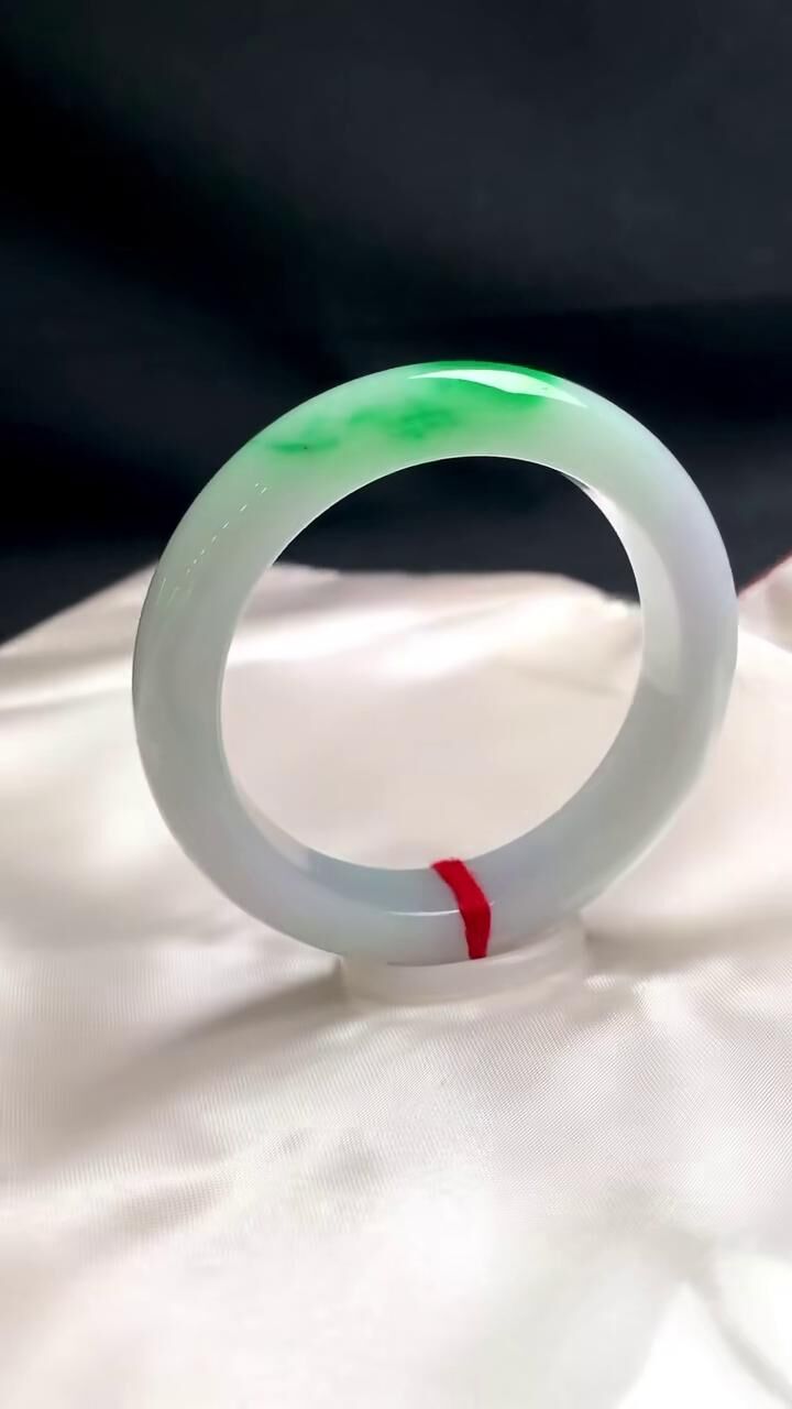 糯冰飄綠正圈平安鐲翡翠手鐲,天然翡翠A玉, 緬甸玉, Jade, Jadeite