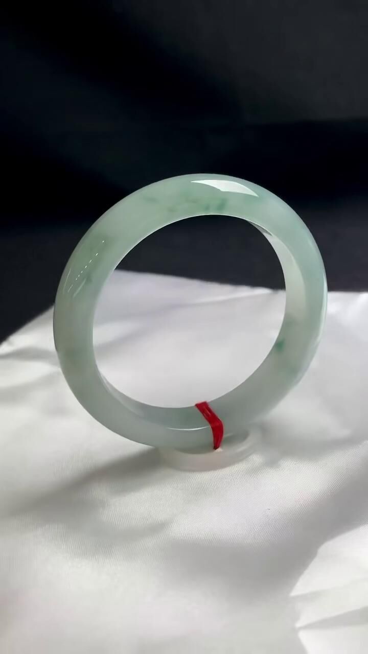 糯冰飄花正圈平安鐲翡翠手鐲,天然翡翠A玉, 緬甸玉, Jade, Jadeite