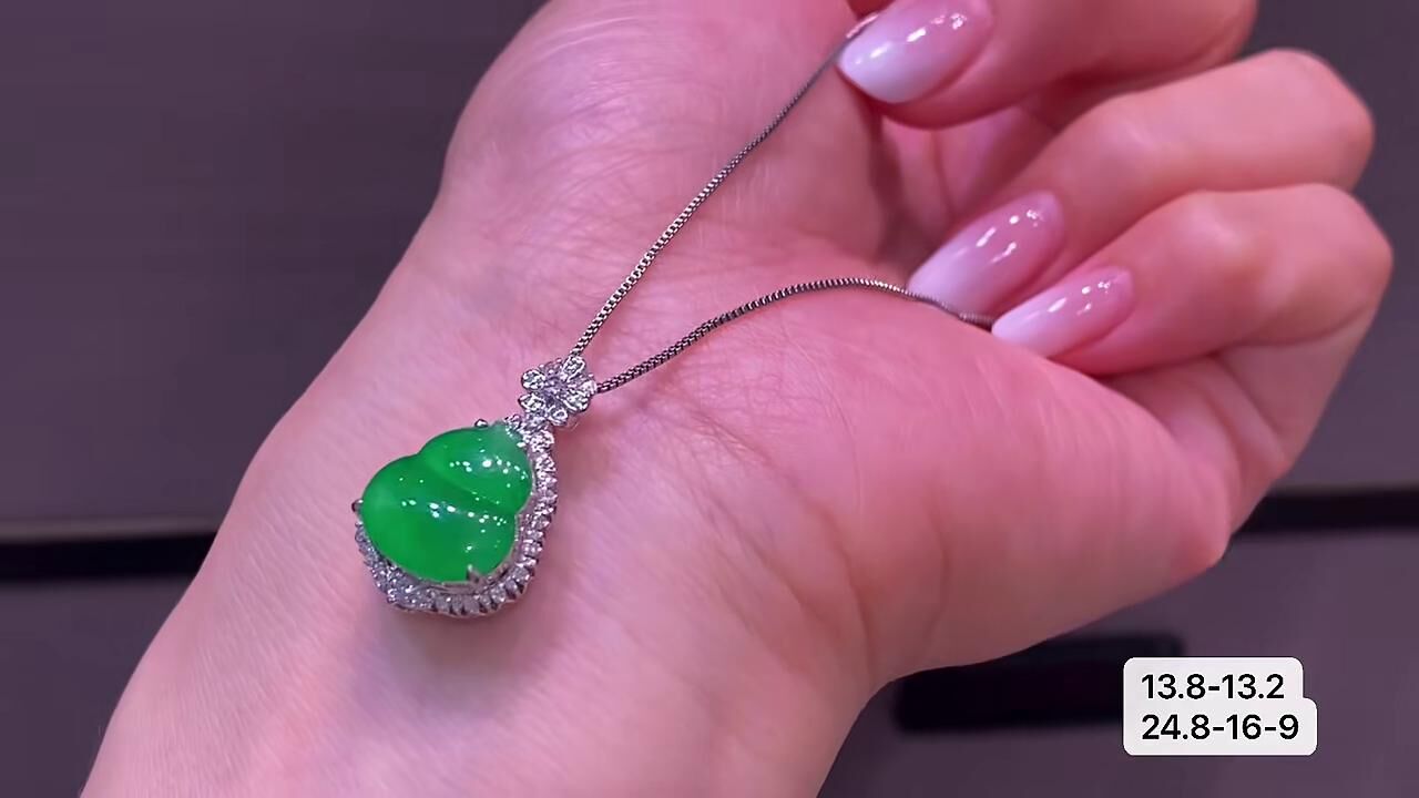 翡翠冰綠葫蘆,天然翡翠A玉, 緬甸玉, Jade, Jadeite