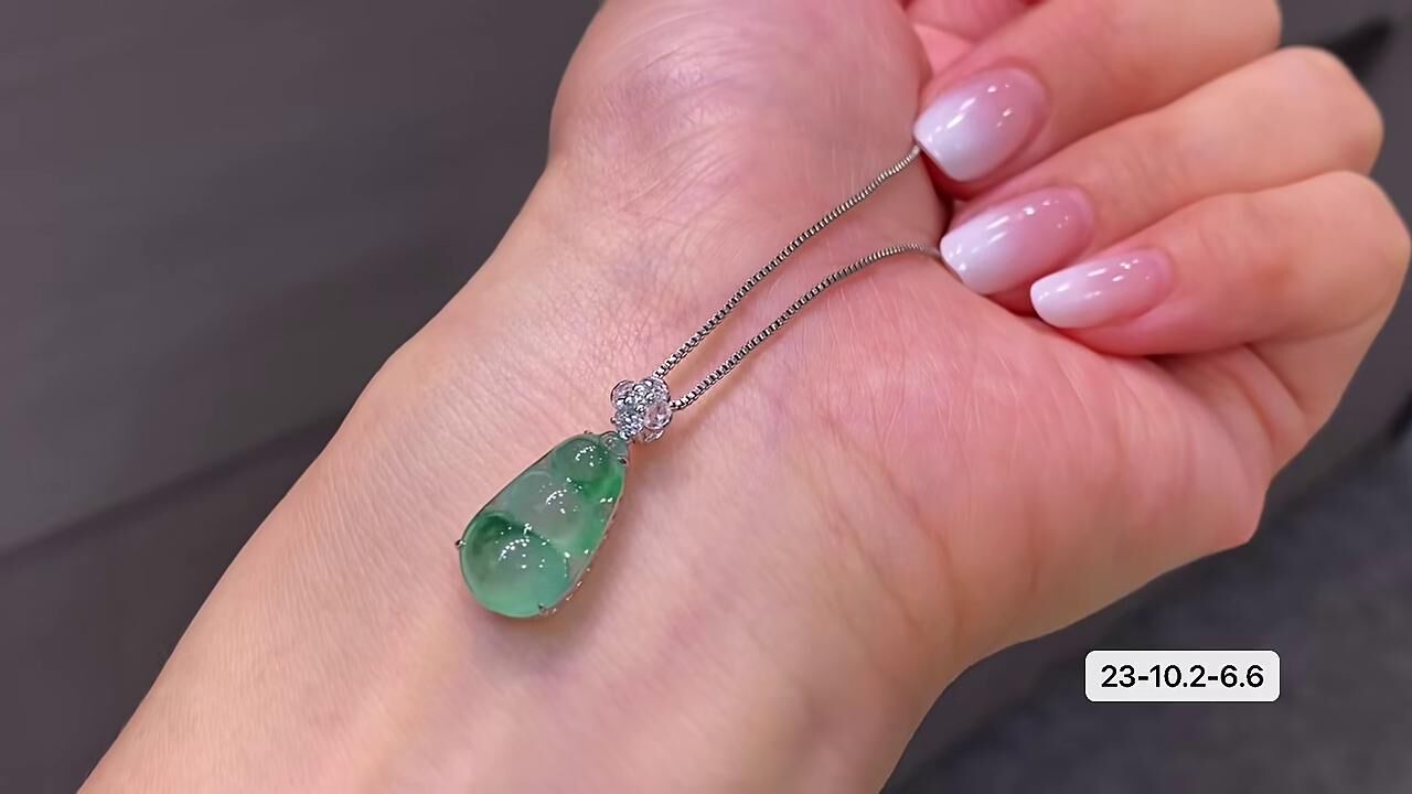翡翠飄花福豆,天然翡翠A玉, 緬甸玉, Jade, Jadeite