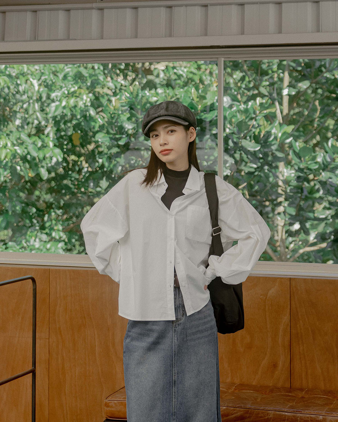 Oversized Single-Pocket Shirt - White【01025910】in stock+pre-order
