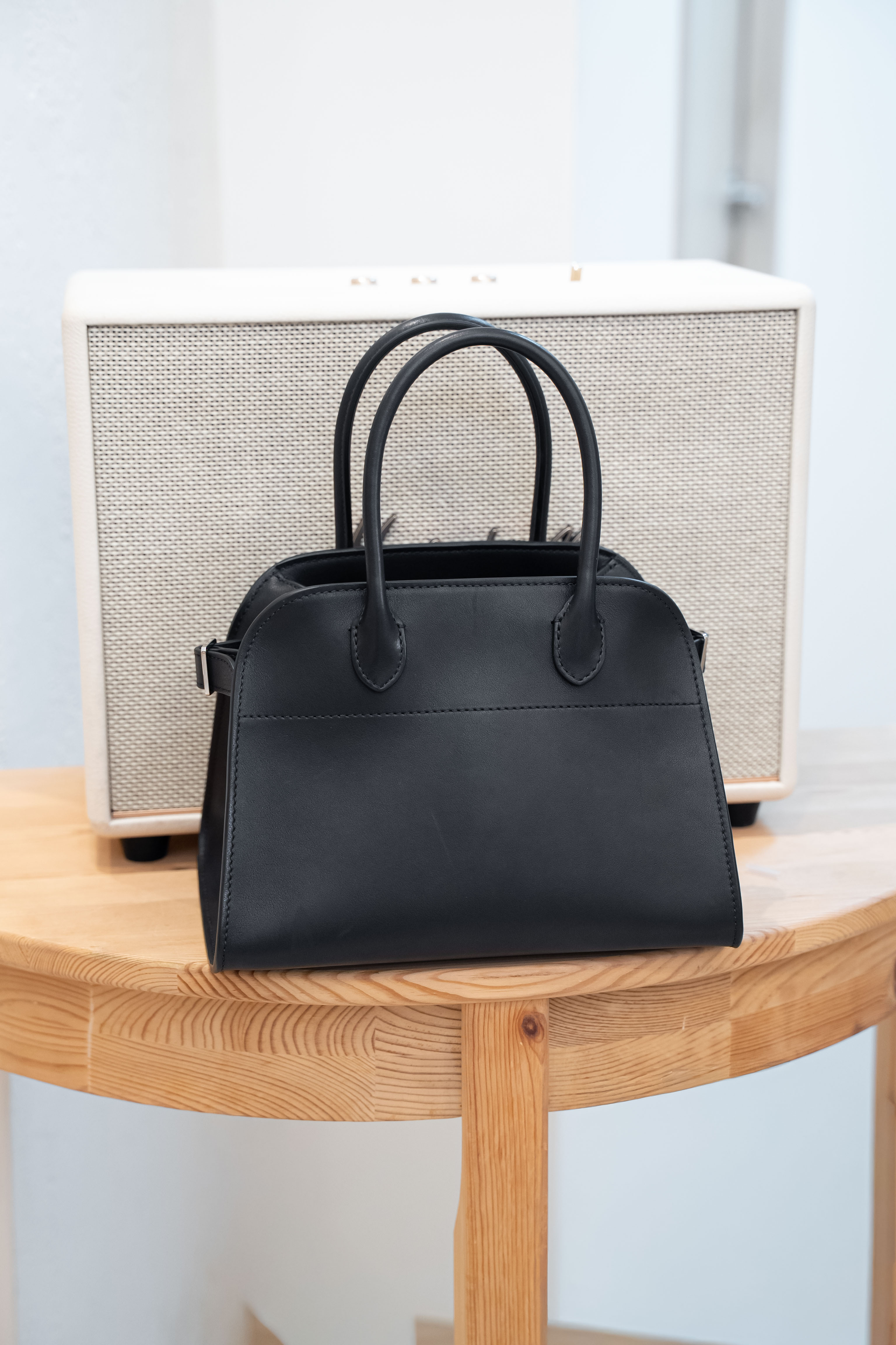 The Row Margaux Bag 10 Black with Sliver hardware黑銀色 銀扣馬鞍皮
