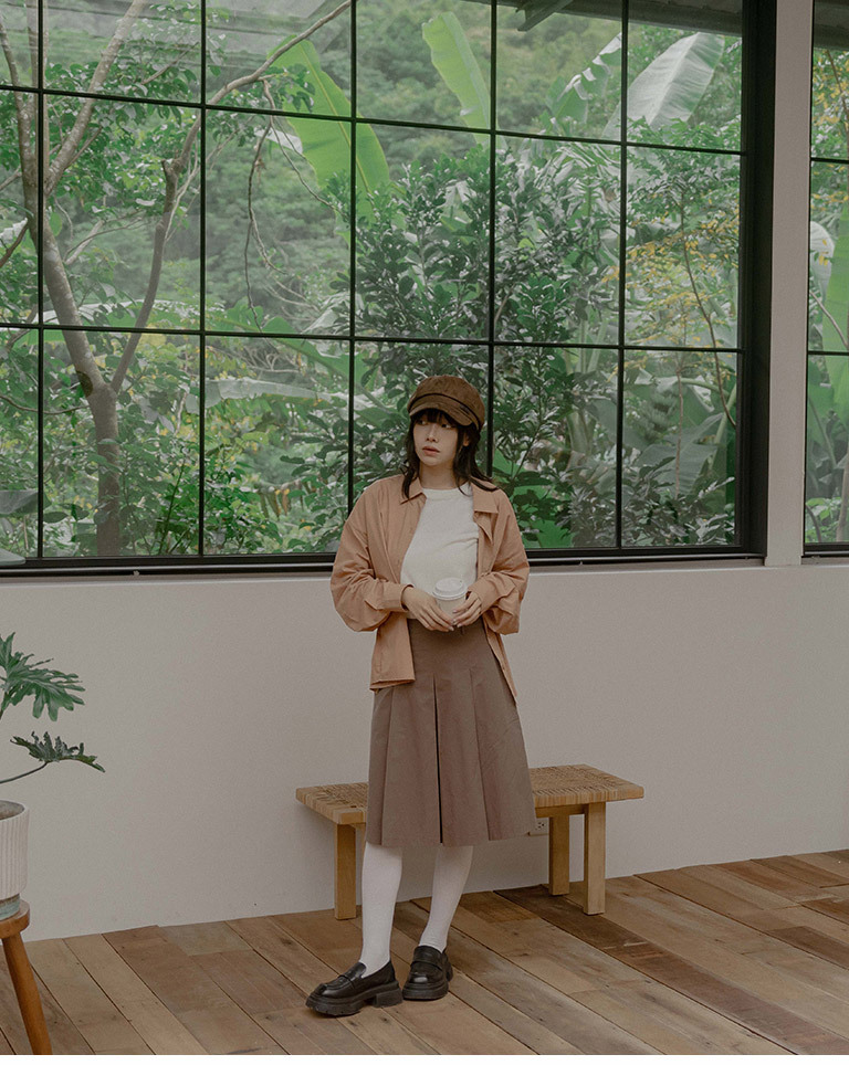 Oversized Solid Single-Pocket Shirt - Orange【01025915】in stock+pre-order