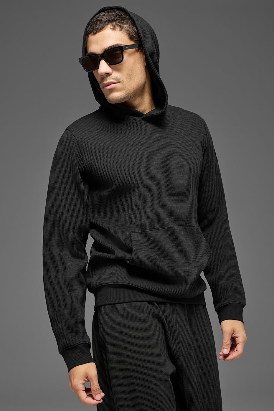 <黑五限時折扣-48HR>ALO Waffle Lounge Hoodie 潮 流 穿搭 運動風 時尚 華夫格 手臂 LOGO 帽T 男款