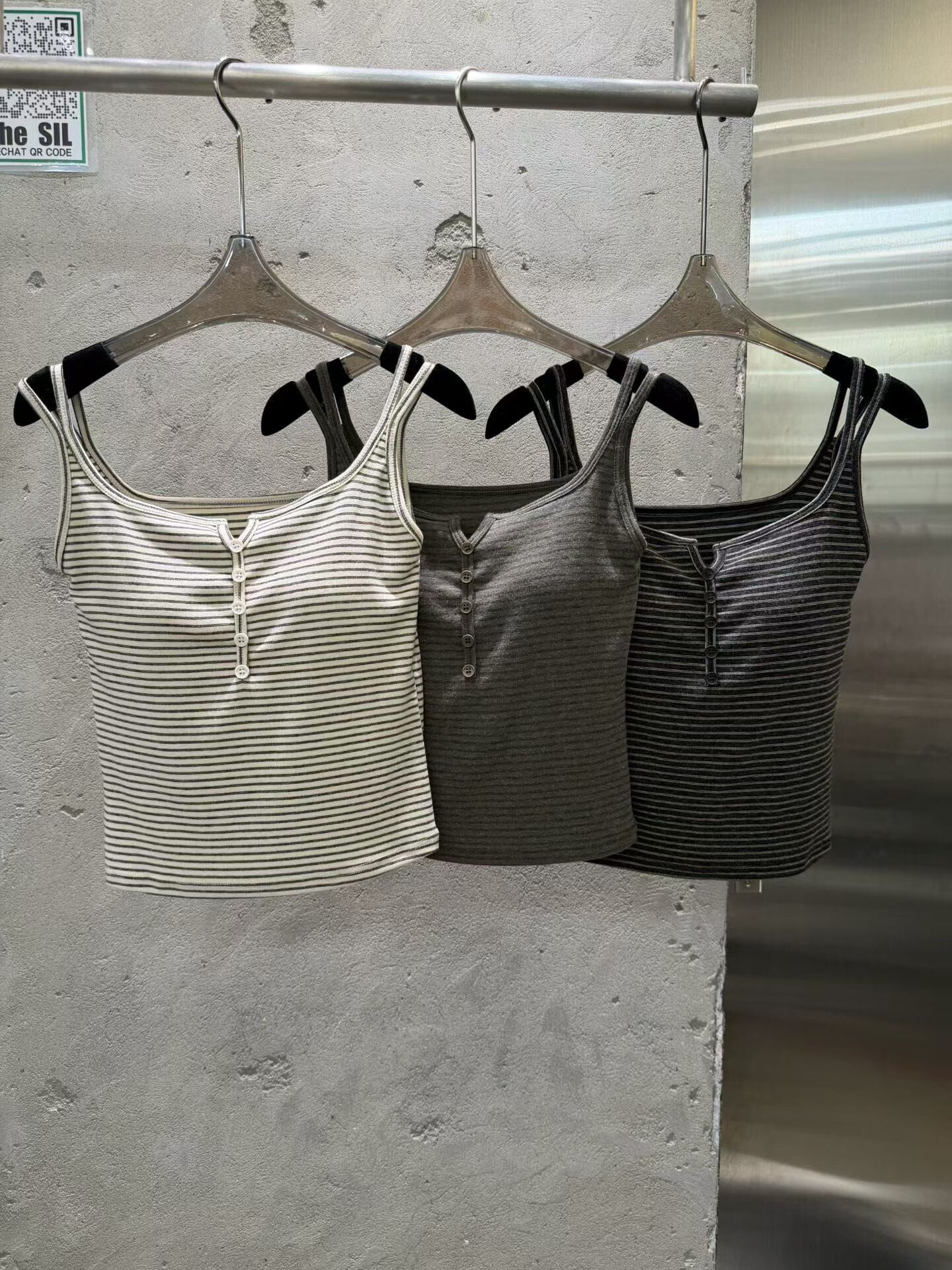 TS7227 條紋亨利領Bra Top