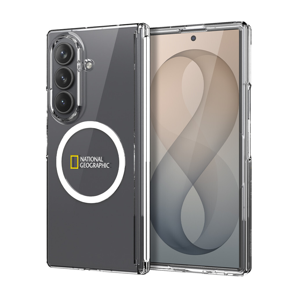 National Geographic - Magnetic Crystal Slim Fit Hinge Cover - Samsung Fold 8 Ultra Case 國家地理磁吸充電中軸保護貼身透明手機硬殼