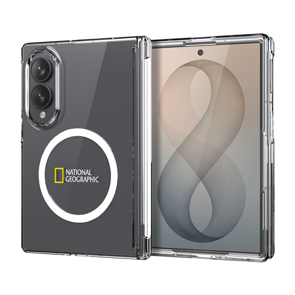 National Geographic - Magnetic Crystal Slim Fit Hinge Cover - Samsung Fold 8 Ultra Case 國家地理磁吸充電中軸保護貼身透明手機硬殼