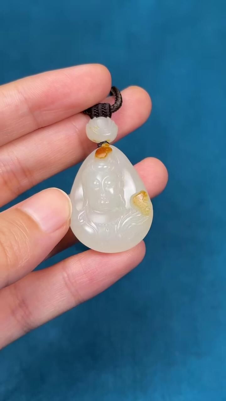 和田玉籽料如意觀音,天然和田玉軟玉