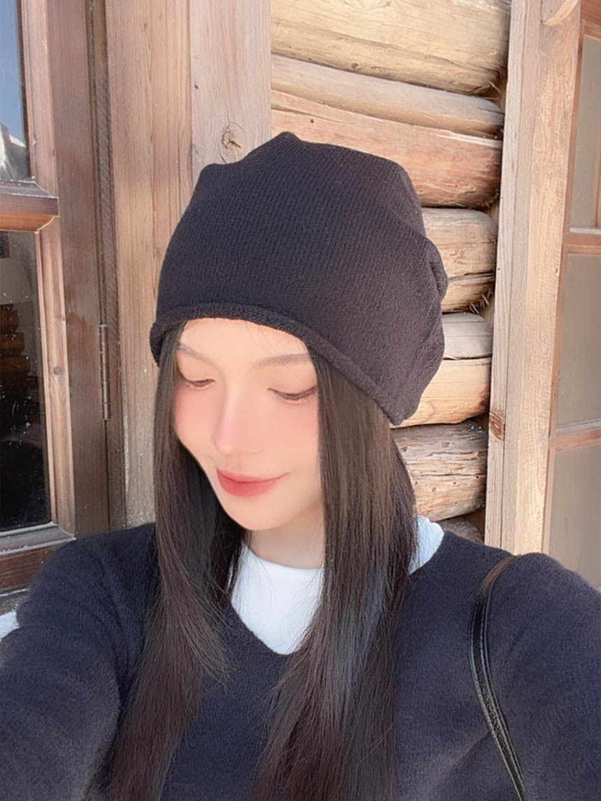 捲邊薄針織堆堆帽*5色