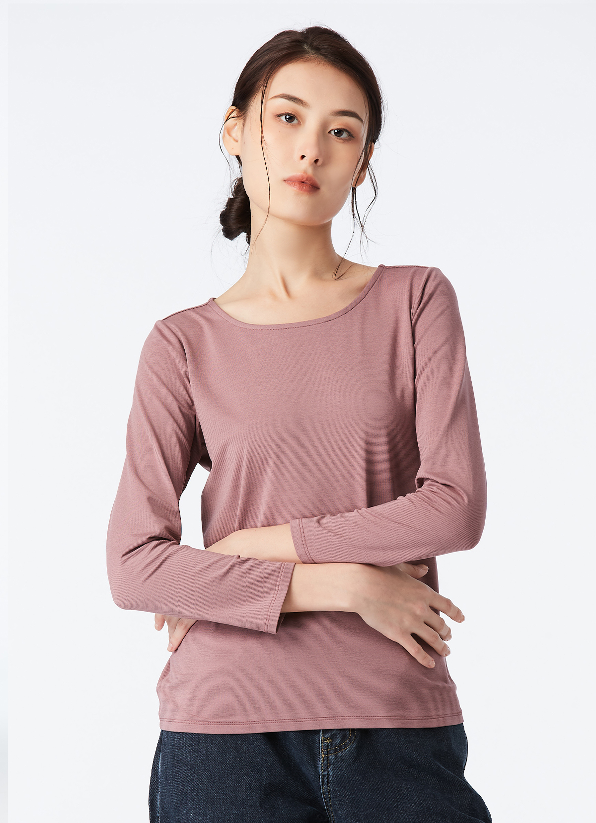 石墨烯輕氧溫感美型女上衣-2640WT-豆沙玫瑰