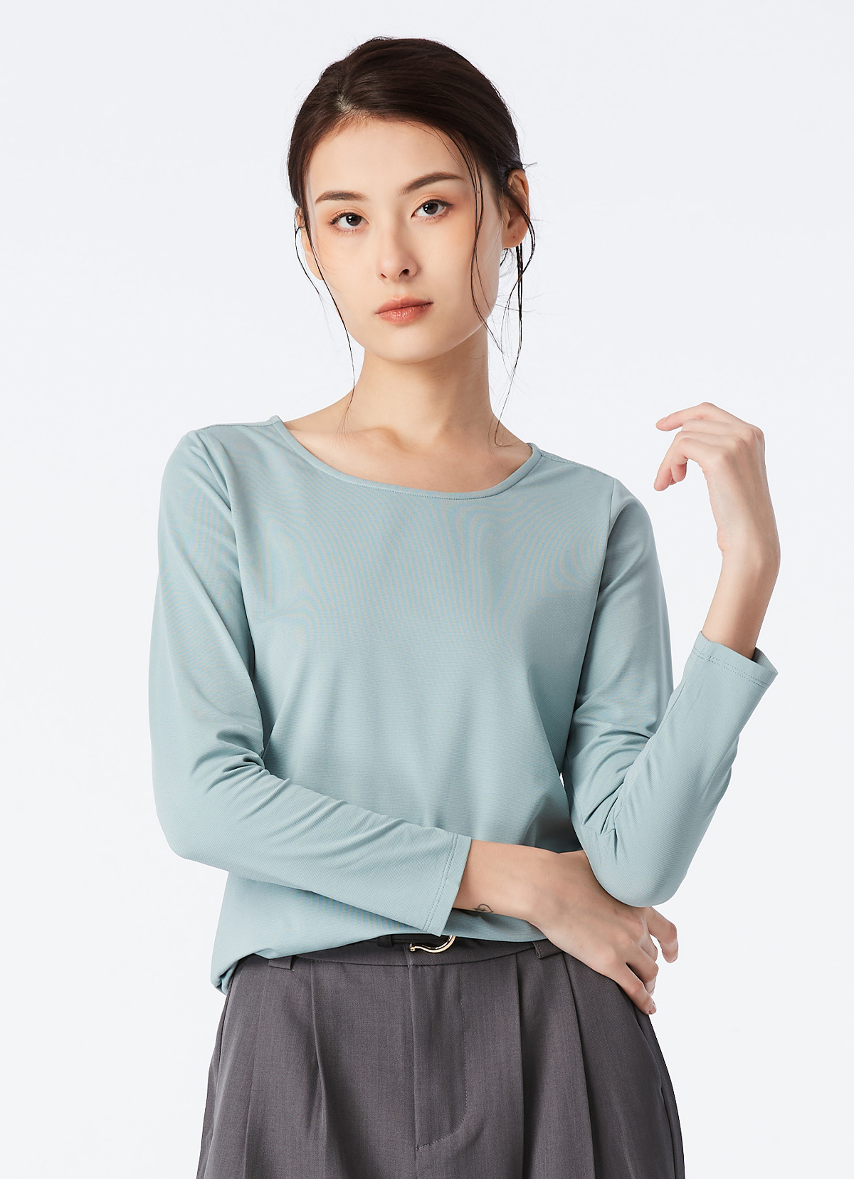 石墨烯輕氧溫感美型女上衣-2640WT-粉藍綠