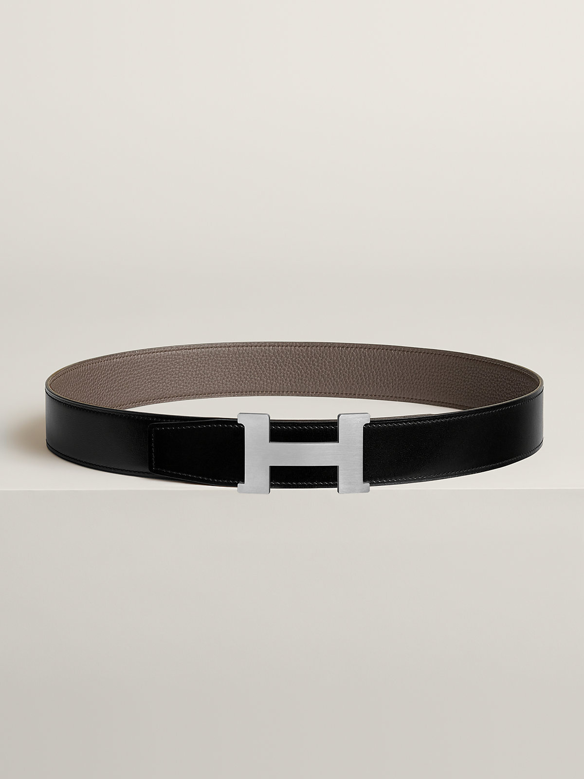 Constance 38mm buckle CB & Reversible Leather Belt Noir/Etain #120cm