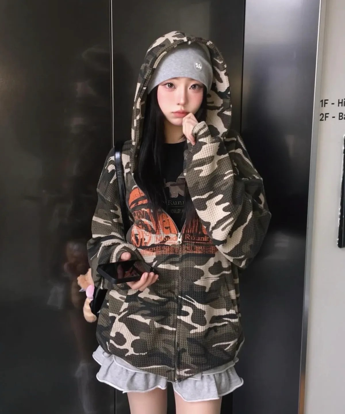 【預購】韓國 Venhit 華夫格 MRT Camo Waffle Hooded Zip-up 塗鴉 迷彩 雙拉鍊 連帽 外套