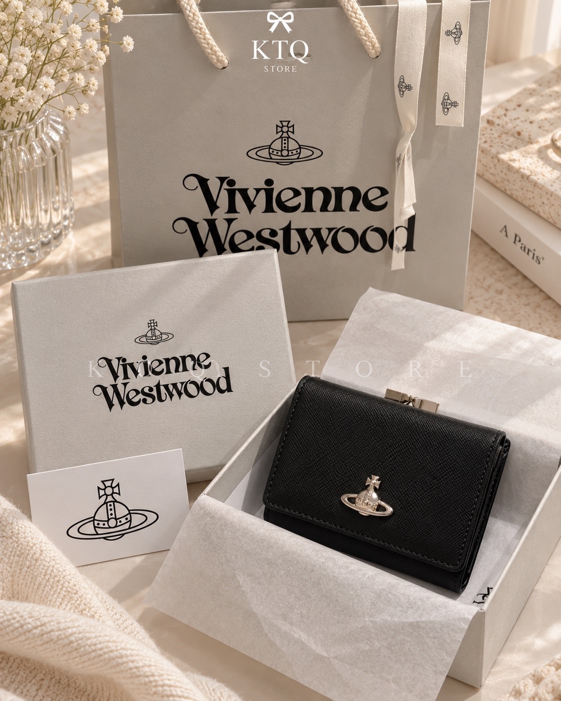 KTQ STORE ‧Vivienne Westwood 西太后 土星 Logo 按扣夾層 滌棉錢包 女款 黑色5115002MWS000BBLACK