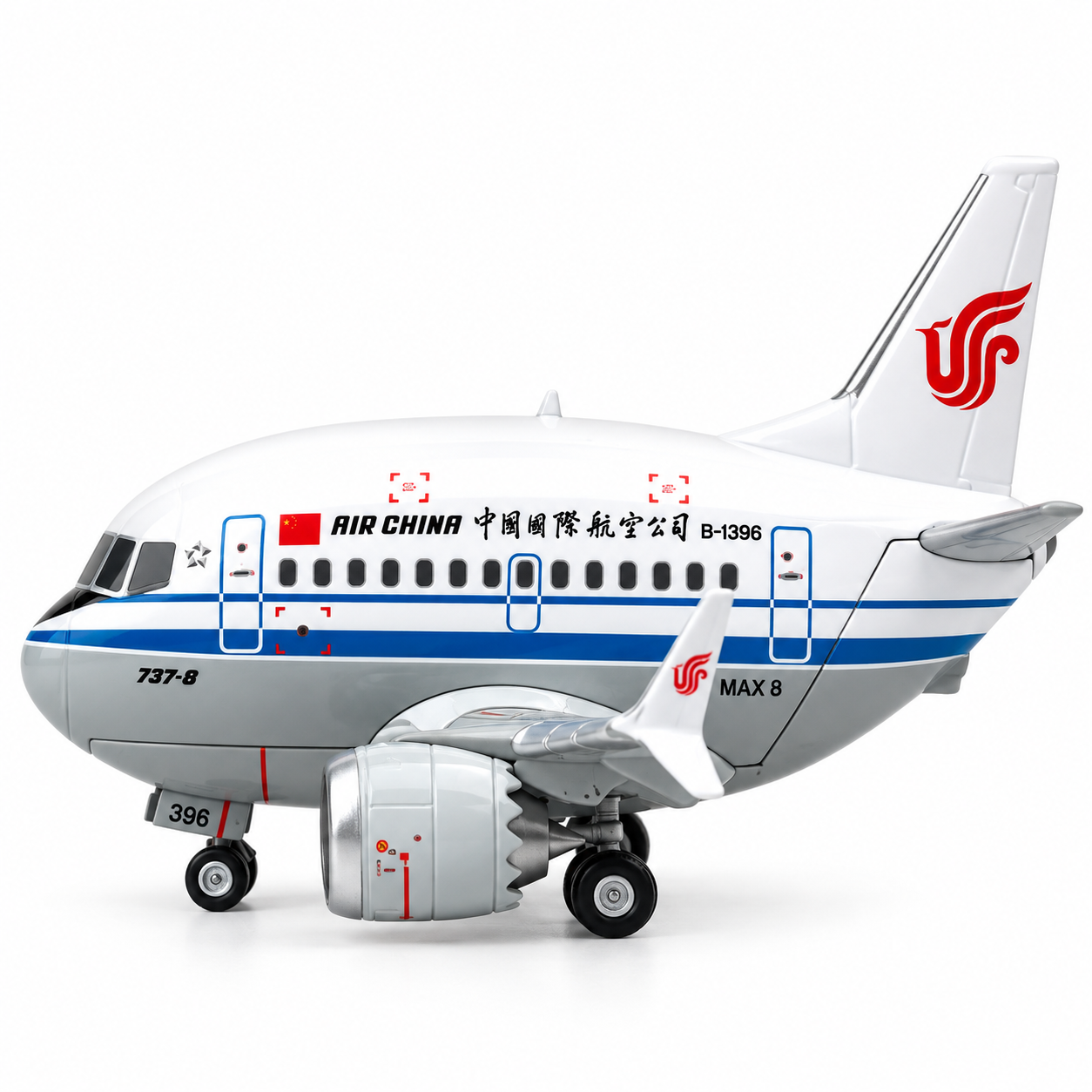 中國國際航空 波音737MAX 8 Q版金屬模型飛機 不含展示架底座