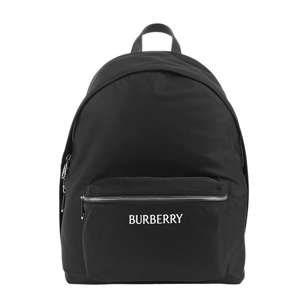【Burberry】徽標Logo 尼龍拉鍊後背包(黑色)