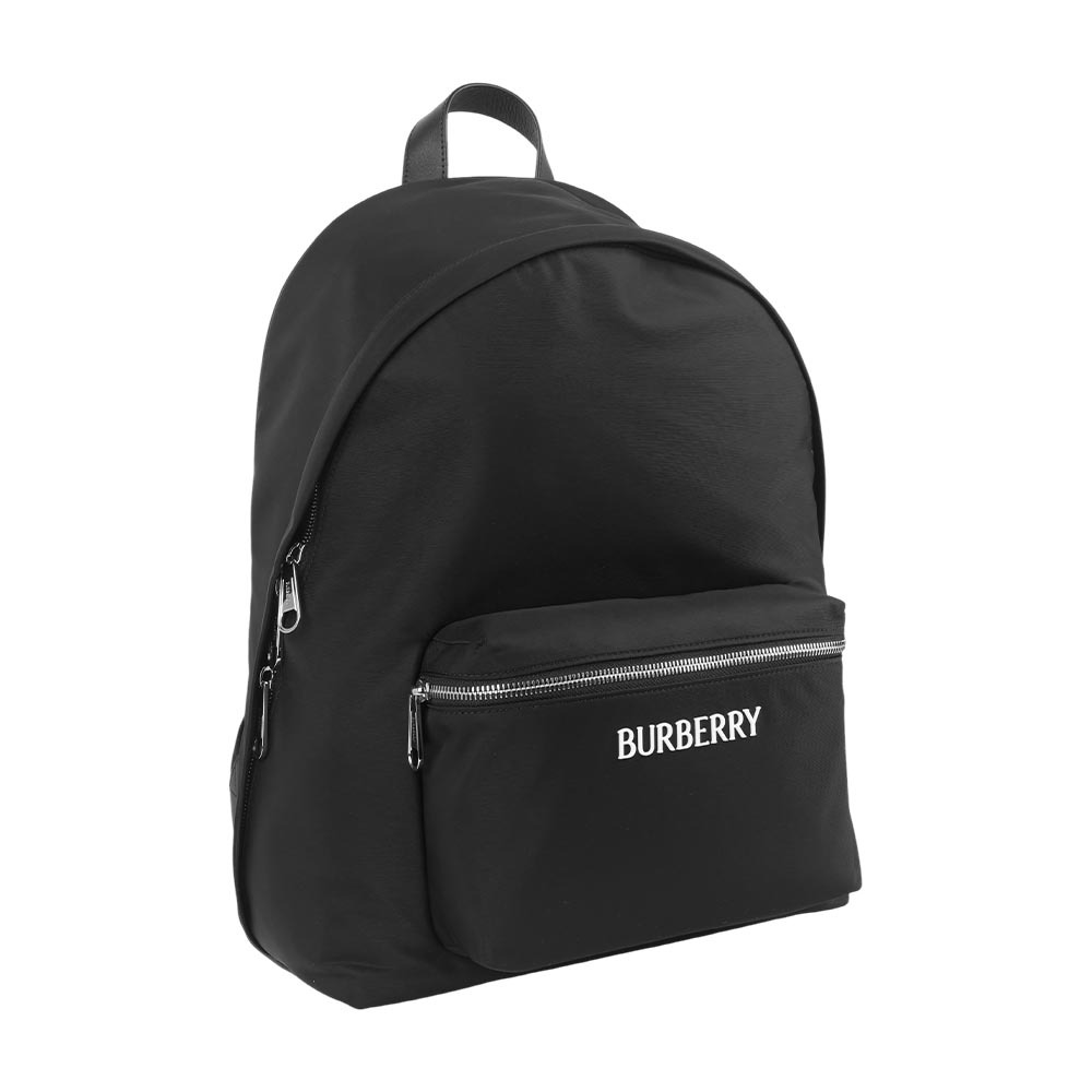 【Burberry】徽標Logo 尼龍拉鍊後背包(黑色)