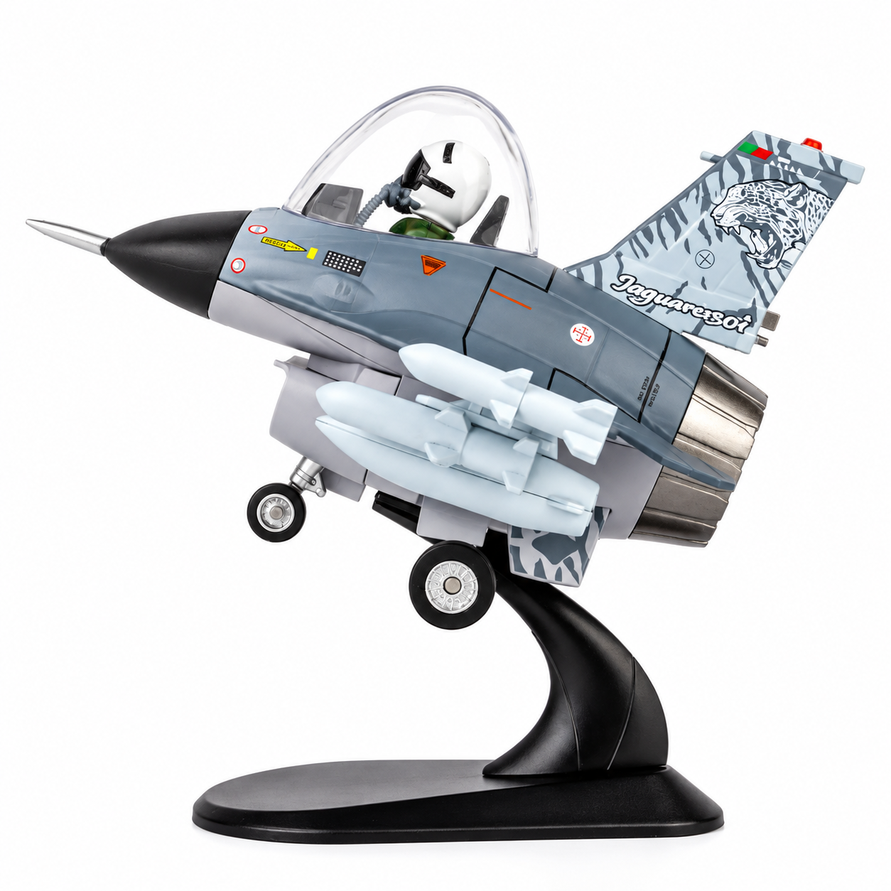 葡萄牙空軍 F-16AM Q版金屬戰機 第31「老虎」中隊  含有展示架底座