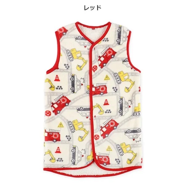 【Nishimatsuya】Kids Micro Fleece Boa Lined Long Poncho (Work Vehicles Map)