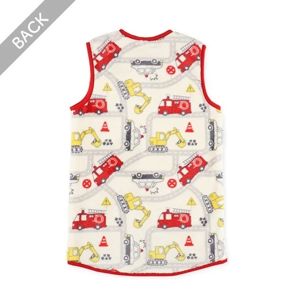 【Nishimatsuya】Kids Micro Fleece Boa Lined Long Poncho (Work Vehicles Map)