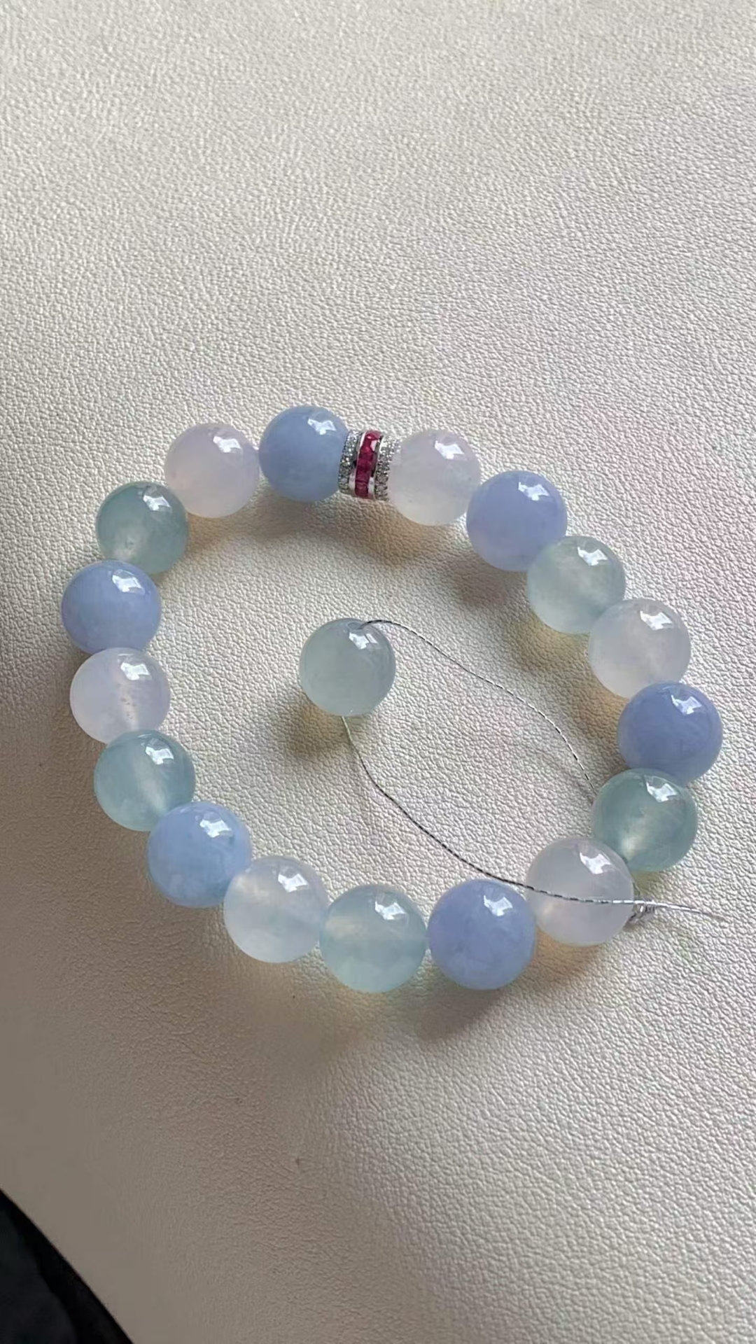 翡翠色陽起膠珠子手串 (10.5-11.6mm直徑),天然翡翠A玉, 緬甸玉, Jade, Jadeite