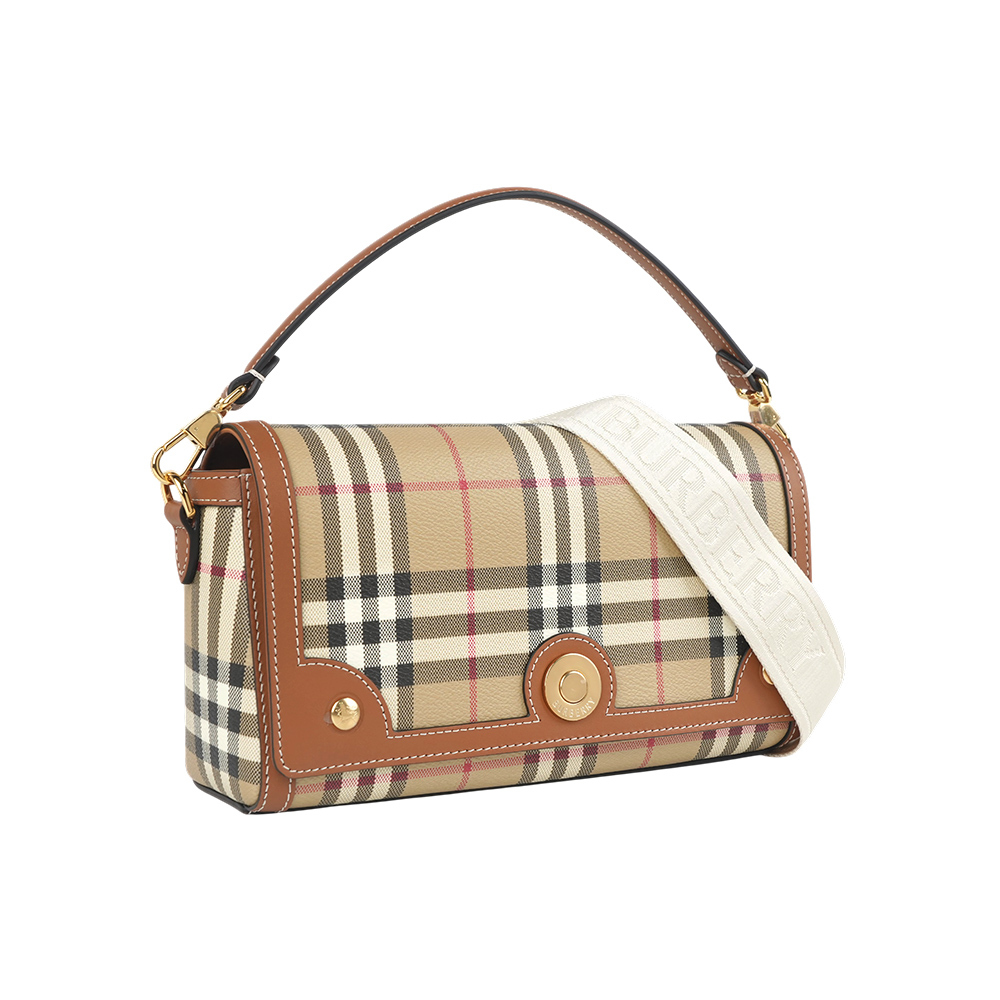 【Burberry】Note 帆布及牛皮附提把二用包(石楠棕色)