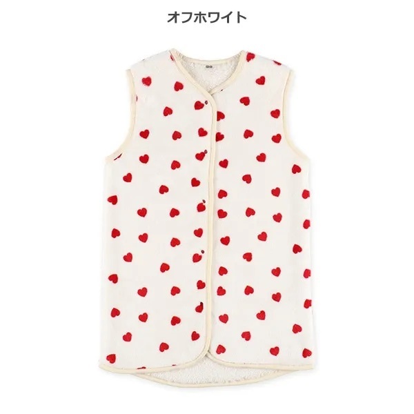 【Nishimatsuya】Kids Micro Fleece Boa Lined Long Poncho (Heart)