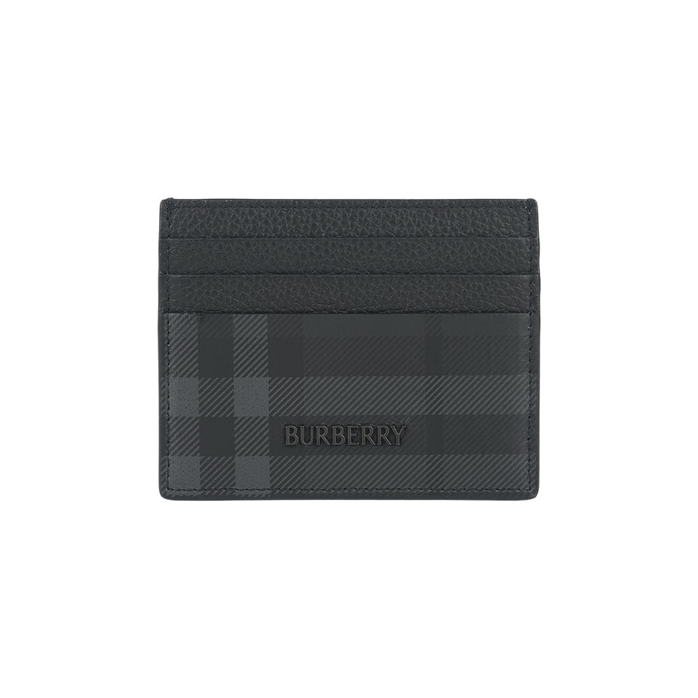 【Burberry】City 格紋塗層帆布及皮革6卡卡片夾/名片夾(鐵灰色)