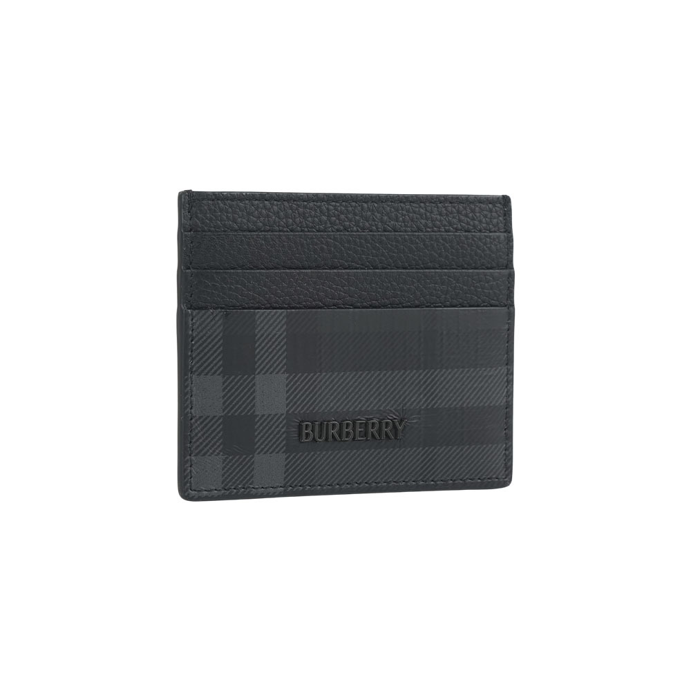 【Burberry】City 格紋塗層帆布及皮革6卡卡片夾/名片夾(鐵灰色)