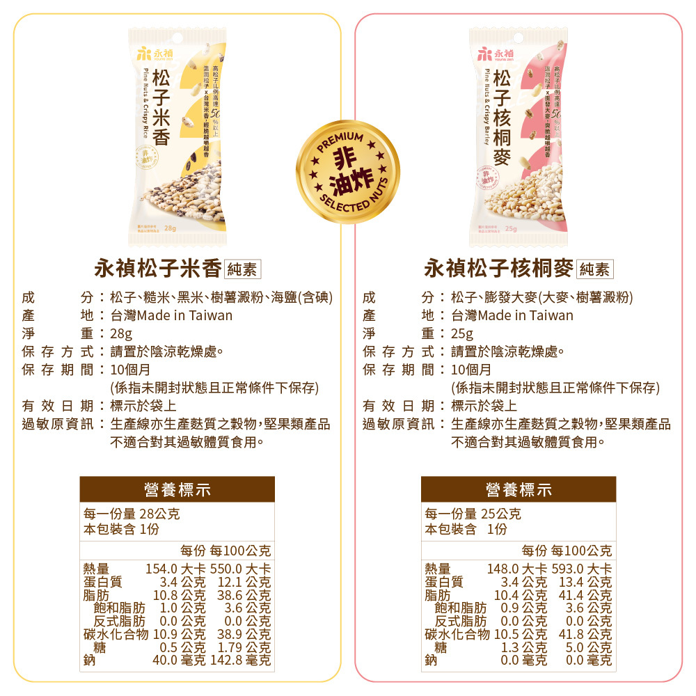 松子米香成分,松子核桐麥成分,純素產品