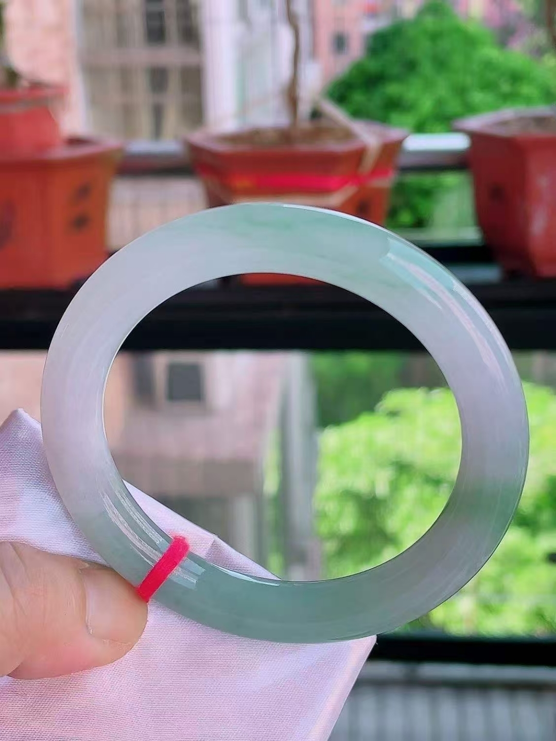 冰潤淡花色圓條翡翠手鐲,天然翡翠A玉, 緬甸玉, Jade, Jadeite