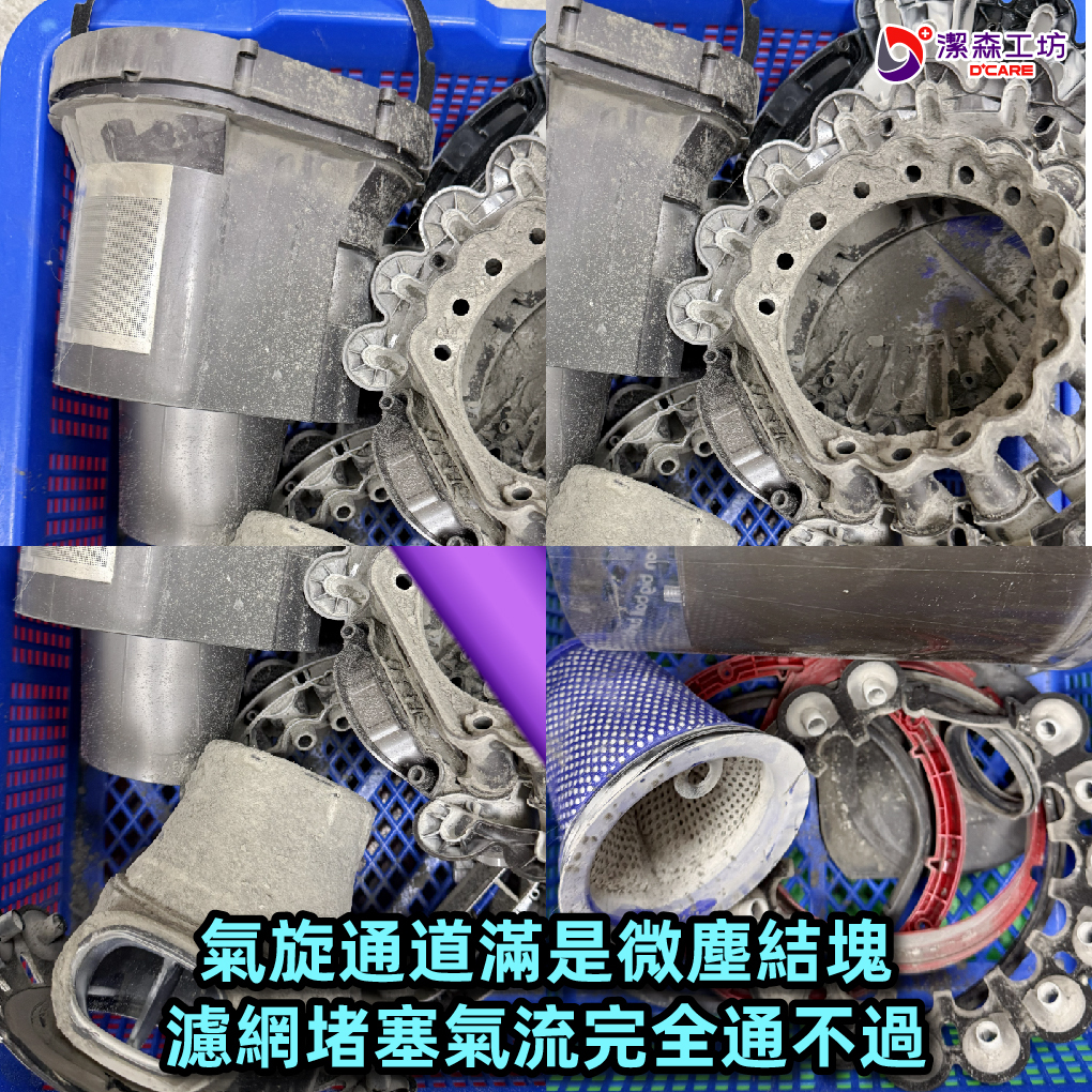 Dyson CY23 氣旋通道微塵結塊、濾網堵塞