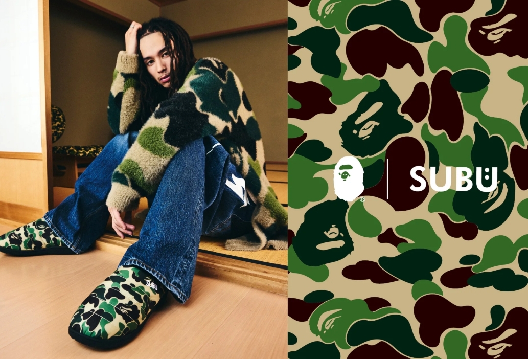 【Luxury】 BAPE® X SUBU聯名迷彩羽絨涼鞋 BAPE迷彩羽絨涼鞋 A BATHING APE®泡泡涼鞋