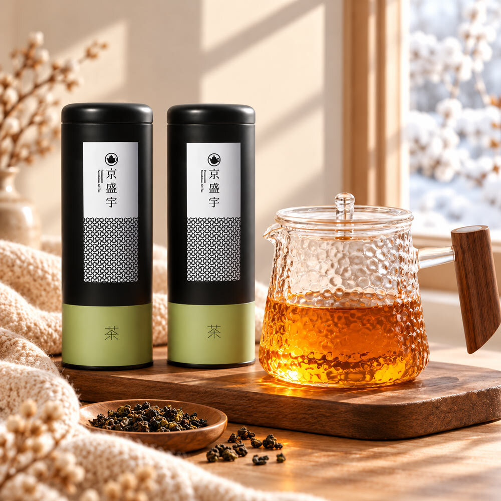 冬季暖胃焙火組｜鐵觀音100g茶葉+輕焙凍頂烏龍100g茶葉＋鎚紋木玻璃濾茶壺