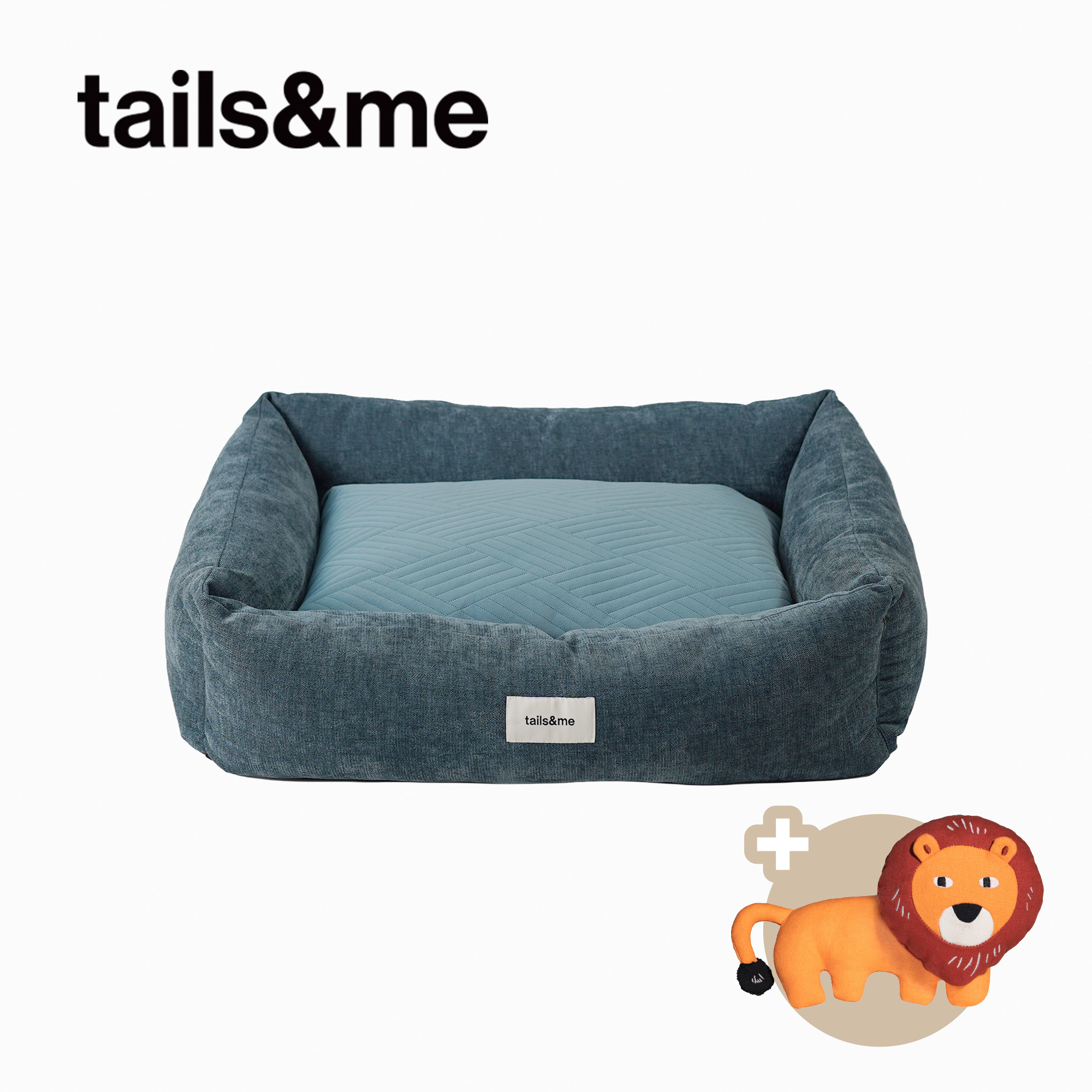 tails&me 尾巴與我｜寵物親膚方形床 (藍色/米色)