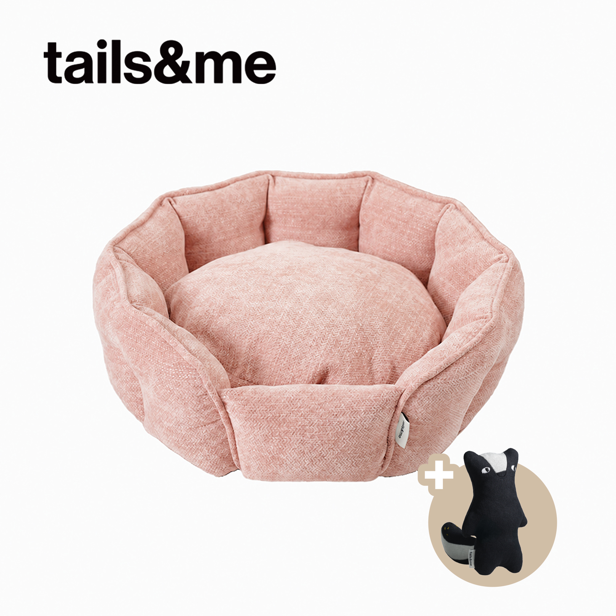 tails&me 尾巴與我｜寵物柔感多邊床 (粉色/灰色)