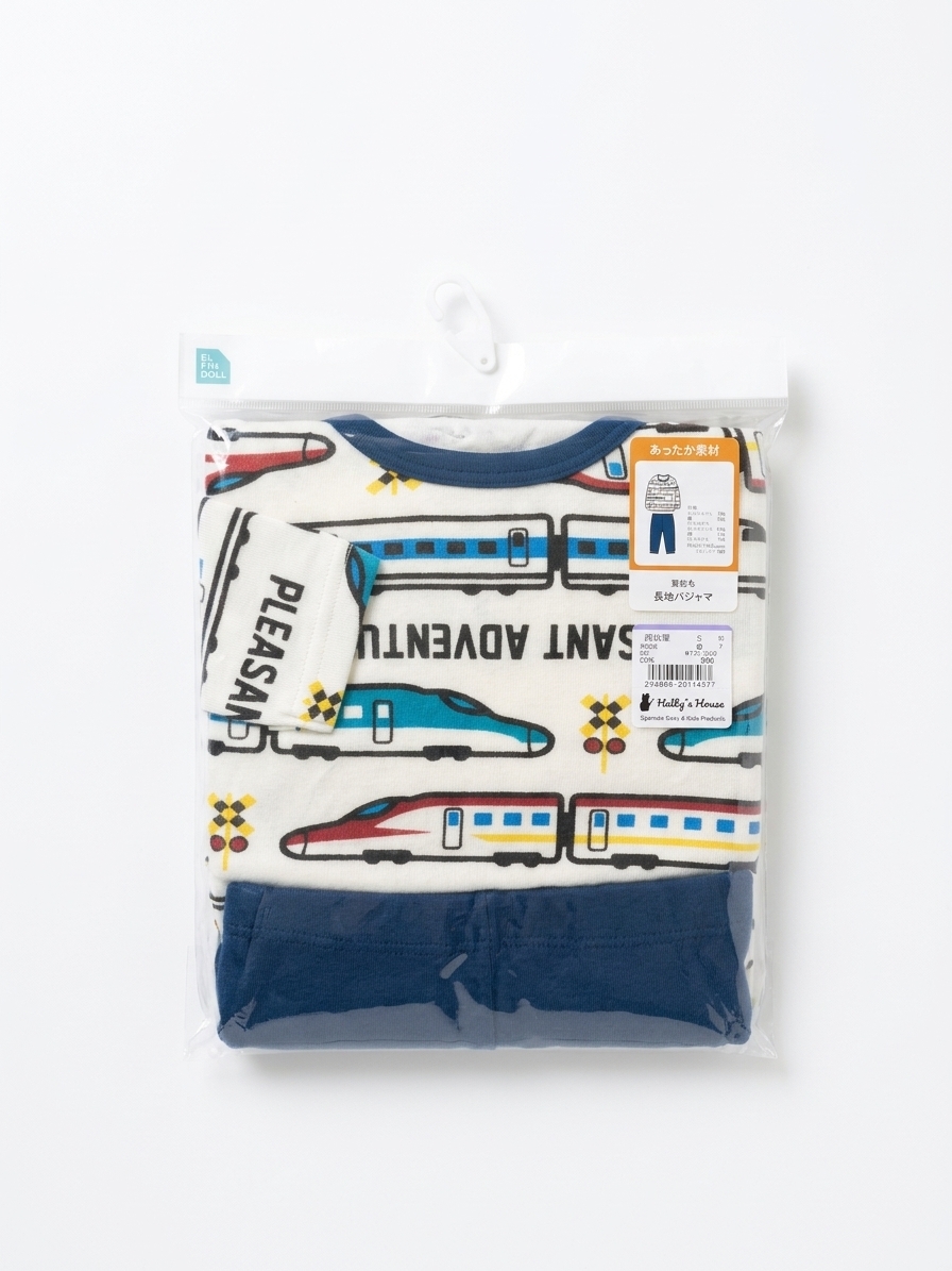 【Nishimatsuya】Warm Fleece Pleasant Adventure Shinkansen High-Waist Belly Guard Kids Pajamas Set