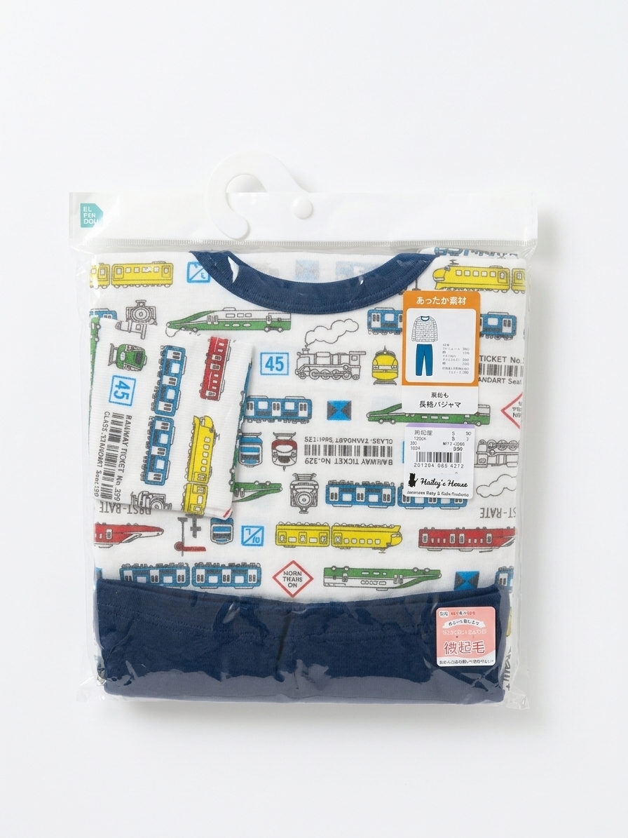 【Nishimatsuya】Micro Fleece Cotton Retro Railway Train Kids Long-Sleeve Pajamas Set