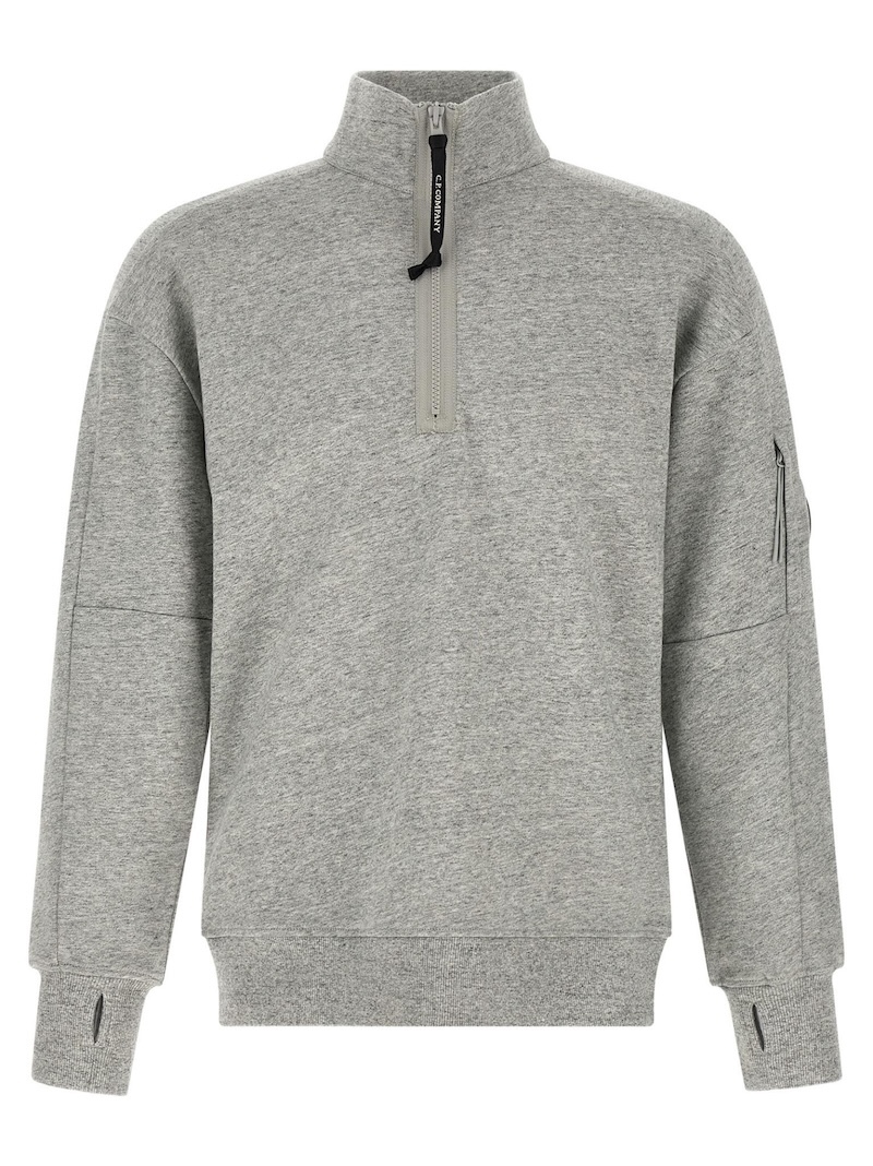 C.P. Company - Diagonal Raised Fleece Lens Half Zip Sweatshirt - 21CMSS033A005086WM94 GREYSTONE MELANGE