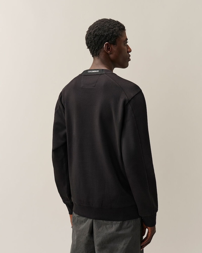 C.P. Company - Diagonal Raised Fleece Crewneck Lens Sweatshirt - RCCMSS713A005086W999 BLACK